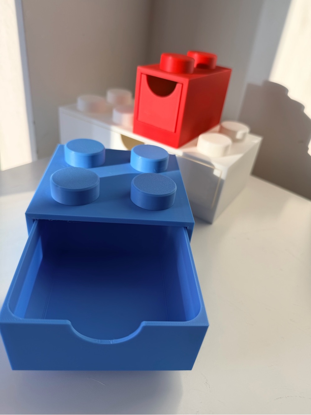 Modular LEGO Style Desk Organizer Drawers Color Block Storage Set - Picture 7 of 9